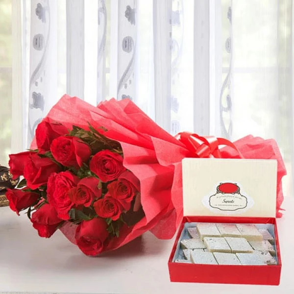 Red Roses N Kaju Katli