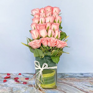 Pink Roses In Vase