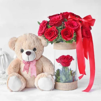 Flowers and teddy