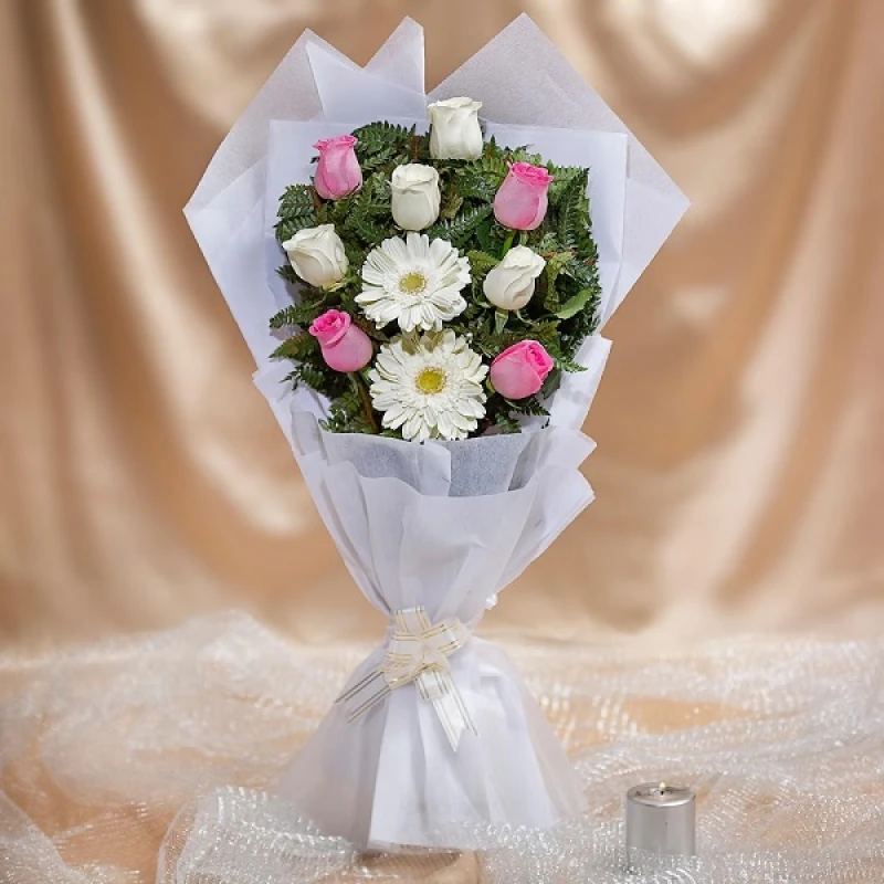 Pink Roses And Gerbera