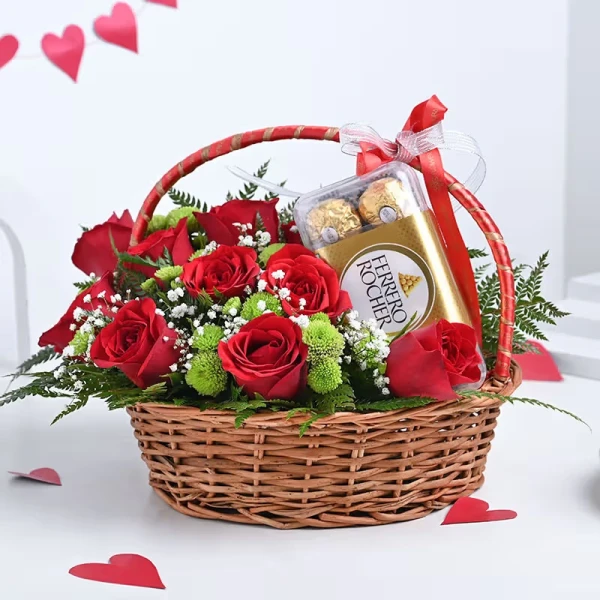 Roses N Ferrero Rocher's In A Basket