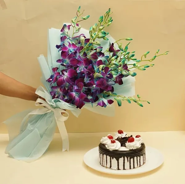 Orchids With Black Forest Cake