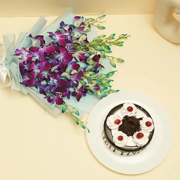 Orchids With Black Forest Cake