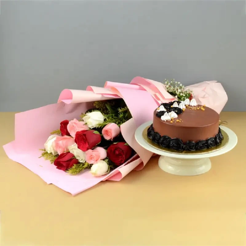 New Combo Of Flowers N Cake
