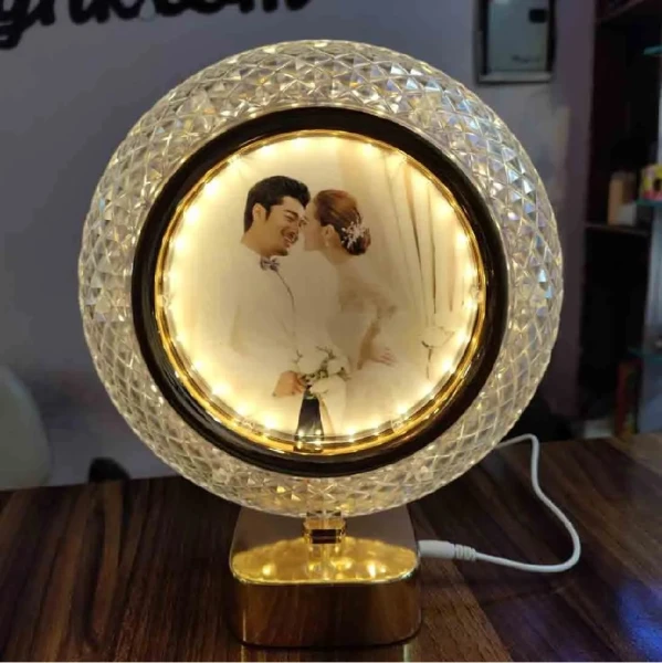 Personalised Golden Moon Crystal LED Photo Frame