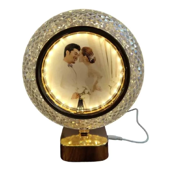 Personalised Golden Moon Crystal LED Photo Frame