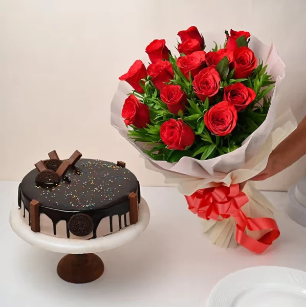 Ruby Rose Romance With Kitkat Cake