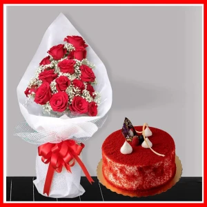 Roses And Red Velvet Cake