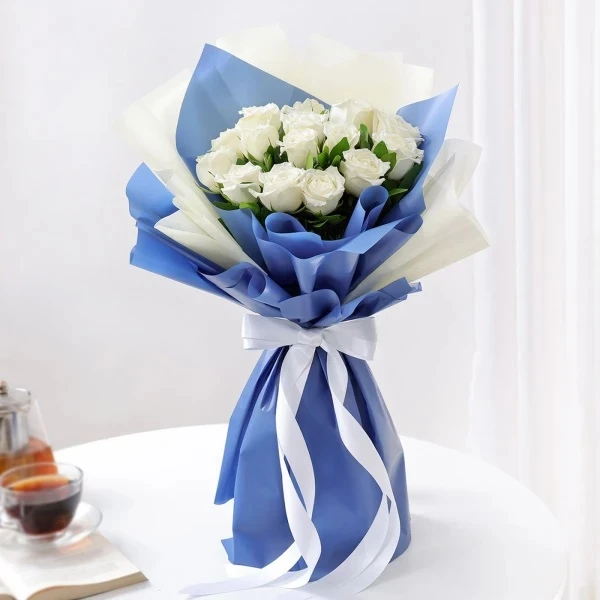 Beautiful Bunch Of 15 White Roses