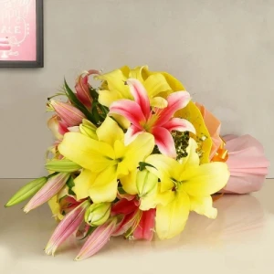 Pink And Yellow Lilies